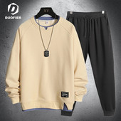 Férfi tréningruha alkalmi 2 részes készletek pulóver pulóver + melegítőnadrág sportruházat férfi ruházat 6 színű tömör kocogó sportruha 4XL