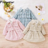 Prowow 3-24M babaruhák téli gyerekeknek Tweed kabát dzseki + kockás tweed ruha 2db újszülött kisgyermek babaruhák tweed öltöny