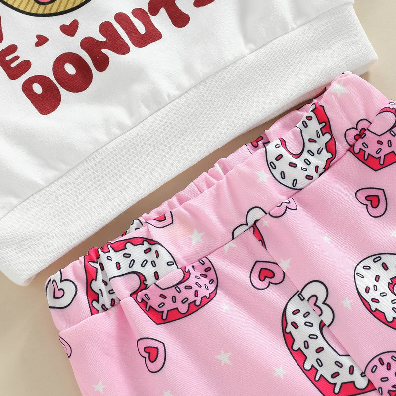 ma&baby 1-5Y tipegő gyerek baba lány ruha szett hosszú ujjú fánk betűs felsők flare nadrágok aranyos gyerek lány ruhák