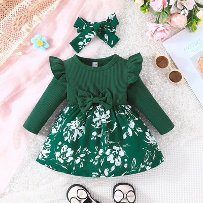 Prowow 3-24M babaruhák Patchwork kis virágos nyomott ruha lányoknak tavaszi őszi ruhák újszülötteknek baba jelmez