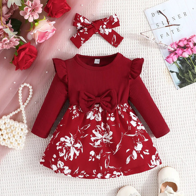 Prowow 3-24M babaruhák Patchwork kis virágos nyomott ruha lányoknak tavaszi őszi ruhák újszülötteknek baba jelmez