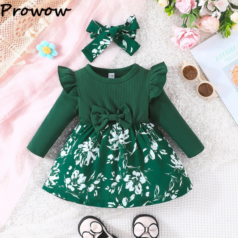 Prowow 3-24M babaruhák Patchwork kis virágos nyomott ruha lányoknak tavaszi őszi ruhák újszülötteknek baba jelmez