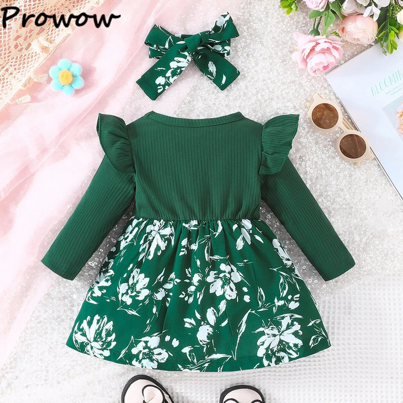 Prowow 3-24M babaruhák Patchwork kis virágos nyomott ruha lányoknak tavaszi őszi ruhák újszülötteknek baba jelmez