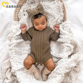 ma&baby 0-18M újszülött csecsemő lányoknak kötött nadrág őszi téli meleg hosszú ujjú jumpsuit masni fejpántos ruhák