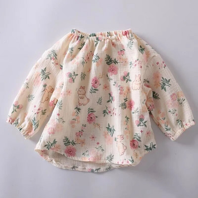 Babakészlet Ruházat Lányoknak Hosszú ujjú Háztartási Ruha Muszlin Pamut Virágos Pizsama Felszerelés Gyerek öltöny Ing felsők+nadrág 2 db 0-7 éves korig