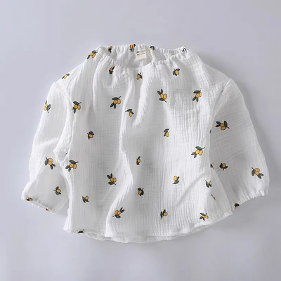 Babakészlet Ruházat Lányoknak Hosszú ujjú Háztartási Ruha Muszlin Pamut Virágos Pizsama Felszerelés Gyerek öltöny Ing felsők+nadrág 2 db 0-7 éves korig