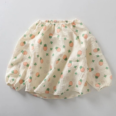 Babakészlet Ruházat Lányoknak Hosszú ujjú Háztartási Ruha Muszlin Pamut Virágos Pizsama Felszerelés Gyerek öltöny Ing felsők+nadrág 2 db 0-7 éves korig