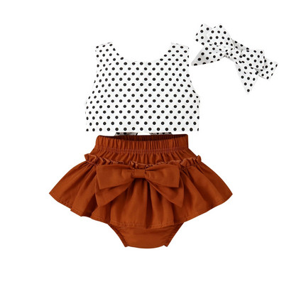 Prowow 0-24M újszülött szettek lányoknak pöttynyomott háttámla nélküli pólók és rövidnadrágok nyári babaruhák ruhák