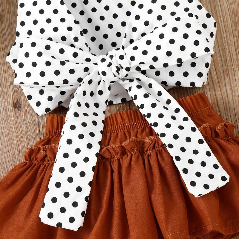 Prowow 0-24M újszülött szettek lányoknak pöttynyomott háttámla nélküli pólók és rövidnadrágok nyári babaruhák ruhák