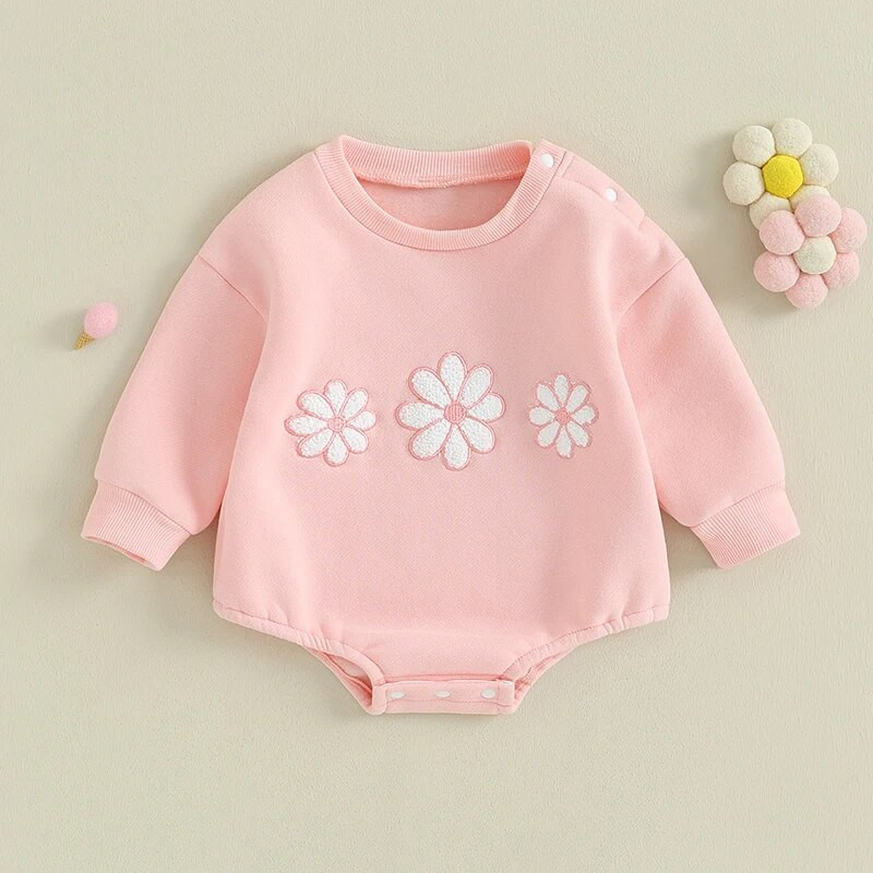 Tavaszi ősz, szép újszülött kislányok, hosszú ujjú, hímzéses, virágos Body Ruhák Kisgyermek Téli Jumpsuit