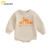 ma&baby 0-18M halloween újszülött csecsemő baba lányok, hosszú ujjú, betűs töknyomatú Jumpsuit játszóruha jelmezek