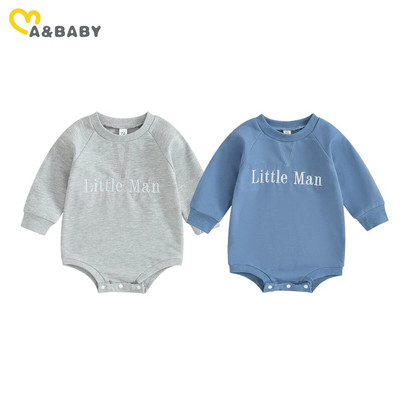 ma&baby 0-18M Nou-născut Bebeluș Copilat Bebeluș Băieți Salopetă casual cu mânecă lungă, cu scrisoare, Îmbrăcăminte de toamnă de primăvară