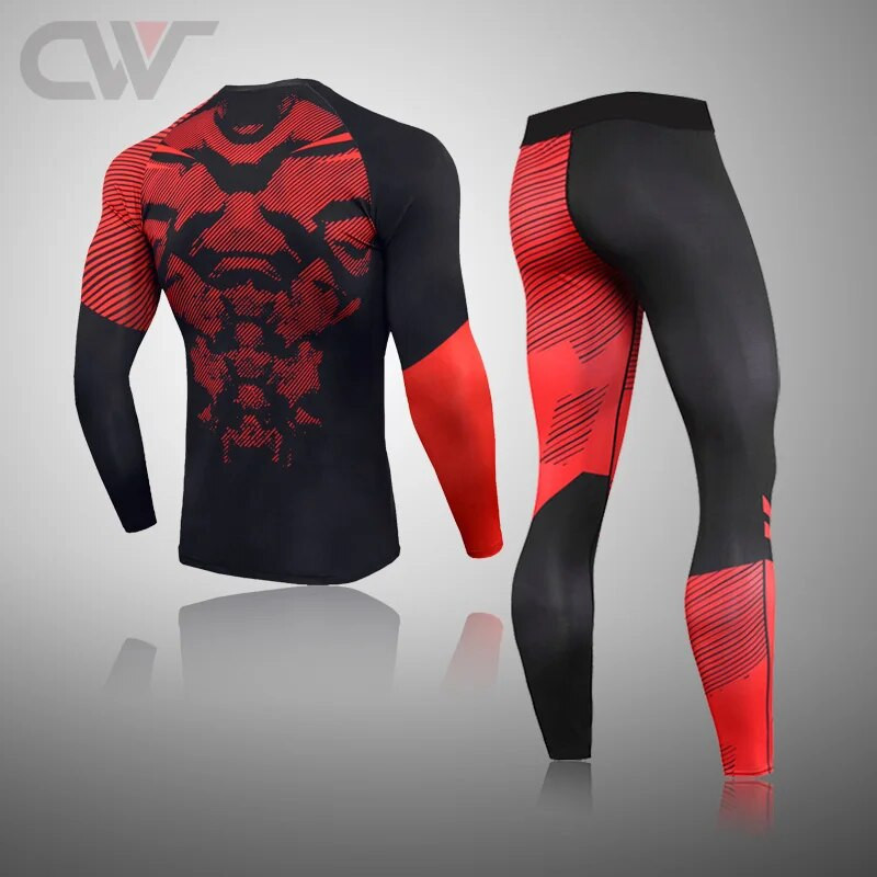 Férfi futószett edzőterem kocogás termo fehérnemű bőrök kompressziós fitnesz MMA Rashgard férfi gyorsan száradó harisnya atléta ruha férfi