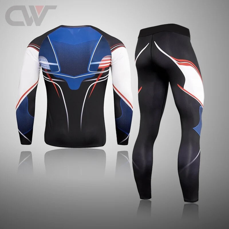 Férfi futószett edzőterem kocogás termo fehérnemű bőrök kompressziós fitnesz MMA Rashgard férfi gyorsan száradó harisnya atléta ruha férfi