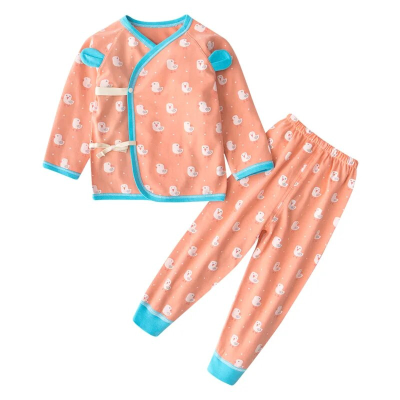 Újszülött Szettek Ruhák Baba Fiúk Lányok Hosszú ujjú Felszerelések Pamut öv pizsama ing felsők+nadrág öltönyök otthoni ruha 2 db 0-12 hónap