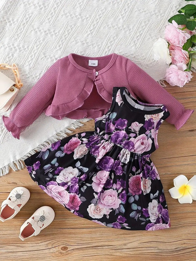 Prowow 3-24M csecsemő baba ruhák karácsonyi lányok ruhák piros kardigán kabát és tankruha ősz tél újszülött ruhák