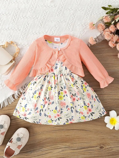 Prowow 3-24M csecsemő baba ruhák karácsonyi lányok ruhák piros kardigán kabát és tankruha ősz tél újszülött ruhák