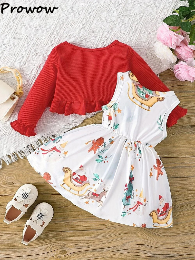 Prowow 3-24M csecsemő baba ruhák karácsonyi lányok ruhák piros kardigán kabát és tankruha ősz tél újszülött ruhák