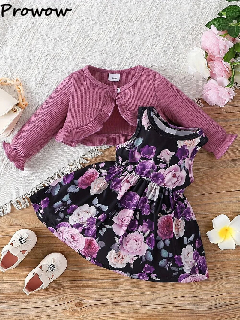 Prowow 3-24M csecsemő baba ruhák karácsonyi lányok ruhák piros kardigán kabát és tankruha ősz tél újszülött ruhák