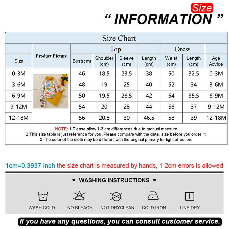 Prowow 0-18M Baby Girl Outfits Szett Ruhák Sárga Virágos Romper+Szaktartós Csatos Ruhák Újszülött ruhák Lányoknak