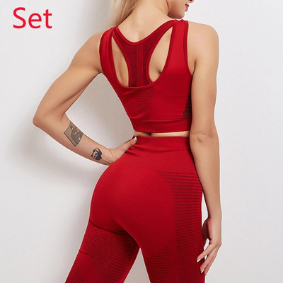 ATHVOTAR 2 részes szett női sport szett jóga sportmelltartó magas derekú leggings sportruha Sportos jóga szett női edzőteremnek