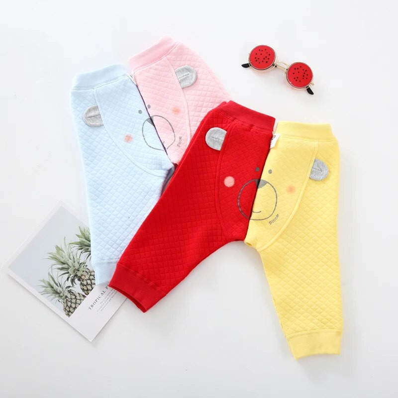 Baba nadrág 100% pamut nadrág gyerekruha gyerekruha baba fiú nadrág lány nadrág medve 3D fül baba nadrág meleg nadrág