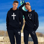 2022-es szerető tréningruha kapucnis pulóver betűkkel nyomtatott kapucnis pulóverek + sportnadrágok férfi női sportruha szett tavaszi őszi pár 2 DB