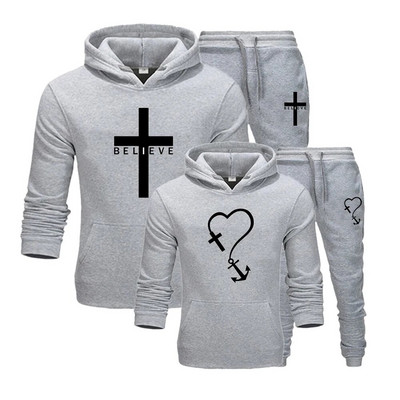 2022-es szerető tréningruha kapucnis pulóver betűkkel nyomtatott kapucnis pulóverek + sportnadrágok férfi női sportruha szett tavaszi őszi pár 2 DB