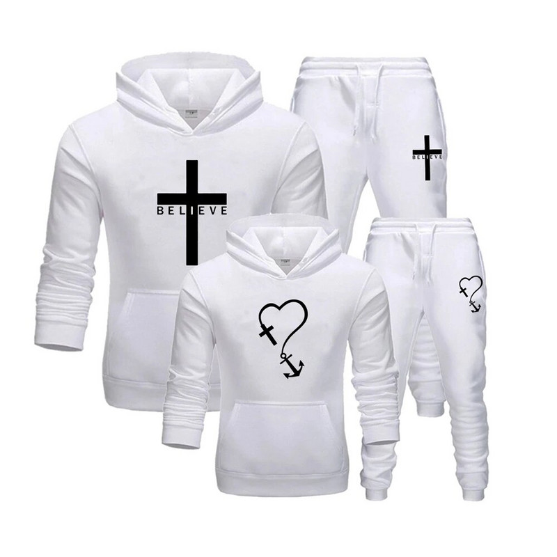 2022-es szerető tréningruha kapucnis pulóver betűkkel nyomtatott kapucnis pulóverek + sportnadrágok férfi női sportruha szett tavaszi őszi pár 2 DB