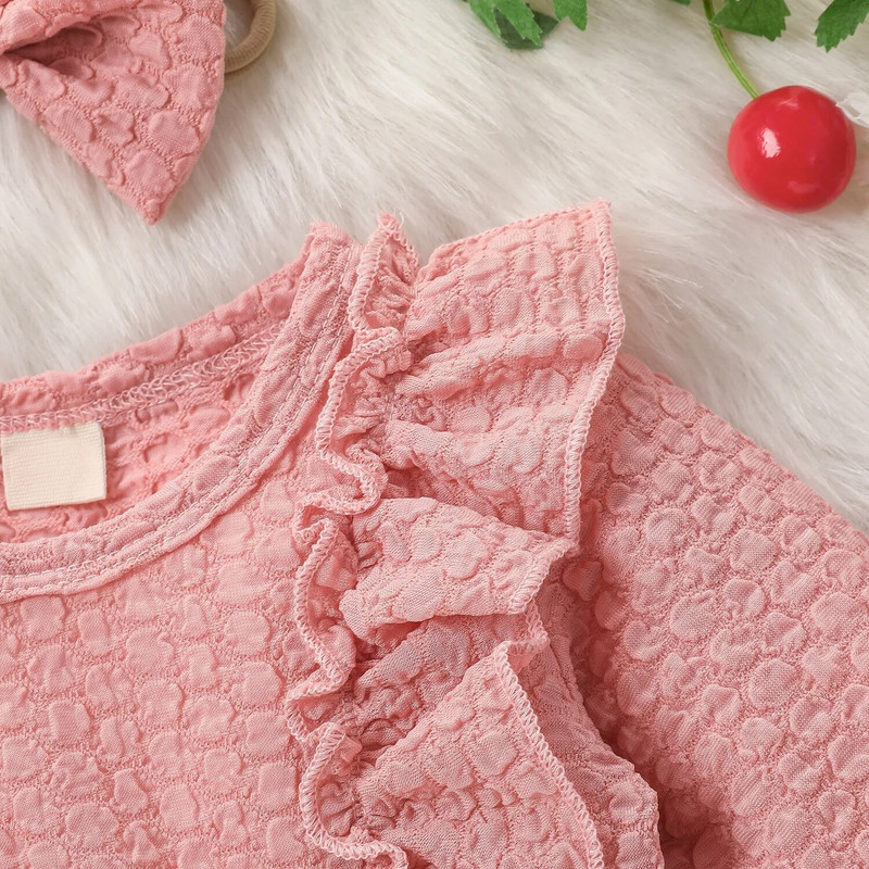 Prowow 0-18 hónapos babaruha, fodros puffos, édes rózsaszín újszülött ruhák lányoknak, hosszú ujjú tipegő csecsemőruhák lányoknak