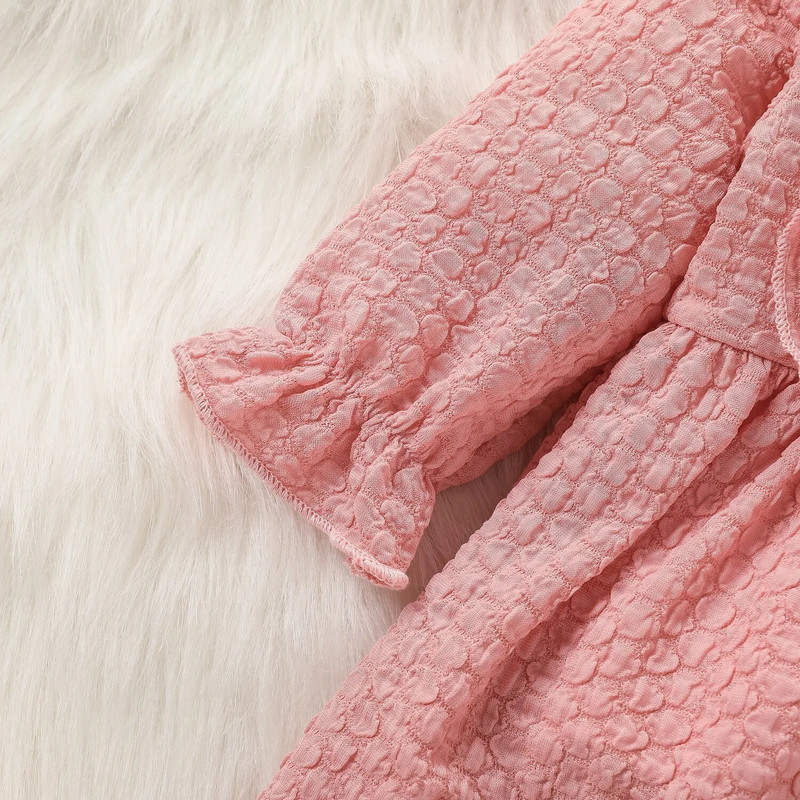 Prowow 0-18 hónapos babaruha, fodros puffos, édes rózsaszín újszülött ruhák lányoknak, hosszú ujjú tipegő csecsemőruhák lányoknak