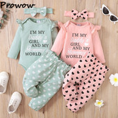 Prowow 0-18M tavaszi őszi baba ruha szettek anyu apu levél nadrág + szív nadrág + fejpánt 3db újszülött lányok ruha szettek