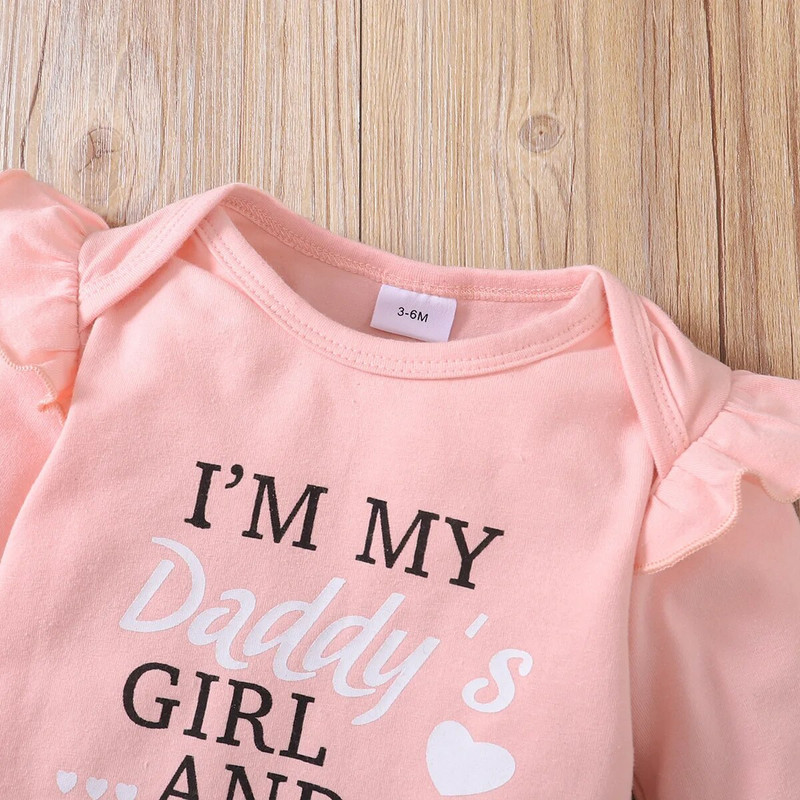 Prowow 0-18M tavaszi őszi baba ruha szettek anyu apu levél nadrág + szív nadrág + fejpánt 3db újszülött lányok ruha szettek