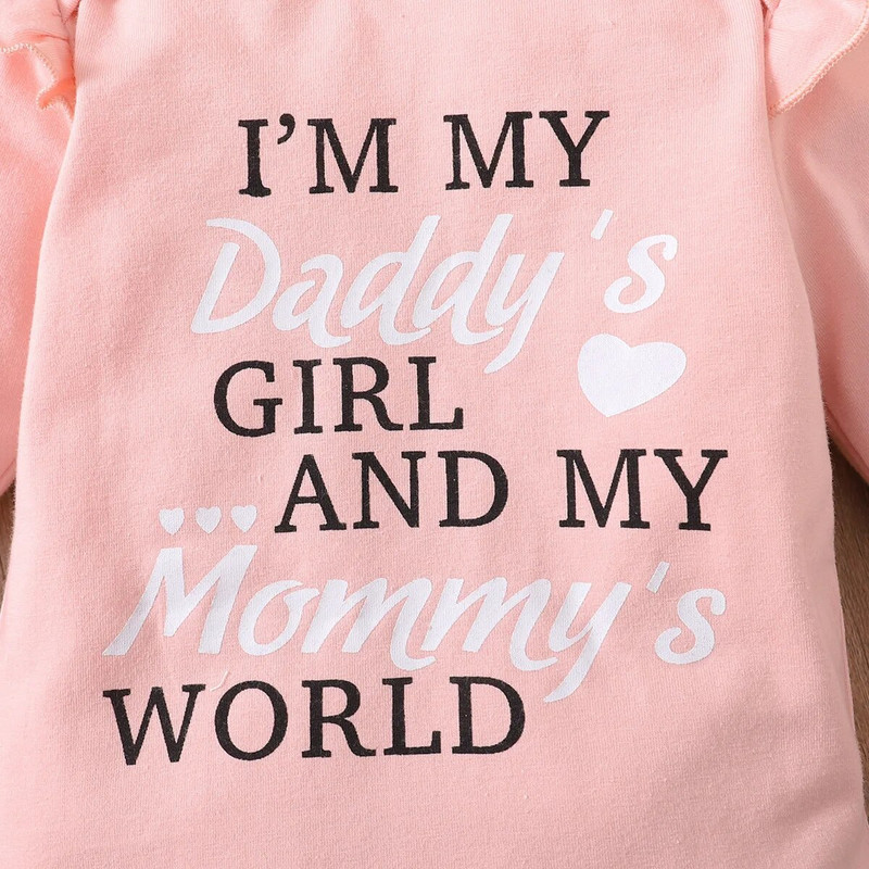 Prowow 0-18M tavaszi őszi baba ruha szettek anyu apu levél nadrág + szív nadrág + fejpánt 3db újszülött lányok ruha szettek