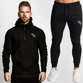 Férfi tréningruha bő, túlméretezett pulóver kapucnis Pamut nyomott melegítőnadrág kétrészes szett Tornaterem Sport Fitnesz Edzés Sportruházat