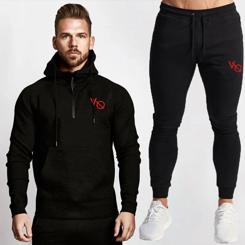 Férfi tréningruha bő, túlméretezett pulóver kapucnis Pamut nyomott melegítőnadrág kétrészes szett Tornaterem Sport Fitnesz Edzés Sportruházat