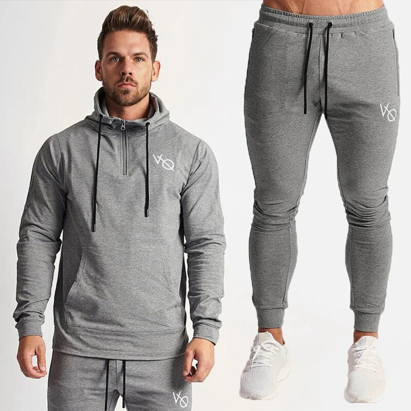 Férfi tréningruha bő, túlméretezett pulóver kapucnis Pamut nyomott melegítőnadrág kétrészes szett Tornaterem Sport Fitnesz Edzés Sportruházat