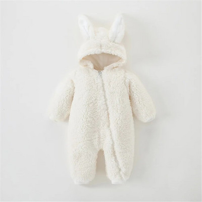 Prowow 0-12M baba korall gyapjú jumpsuit kapucnis nyúl téli overál kabát újszülött fiúknak lányoknak ruhák