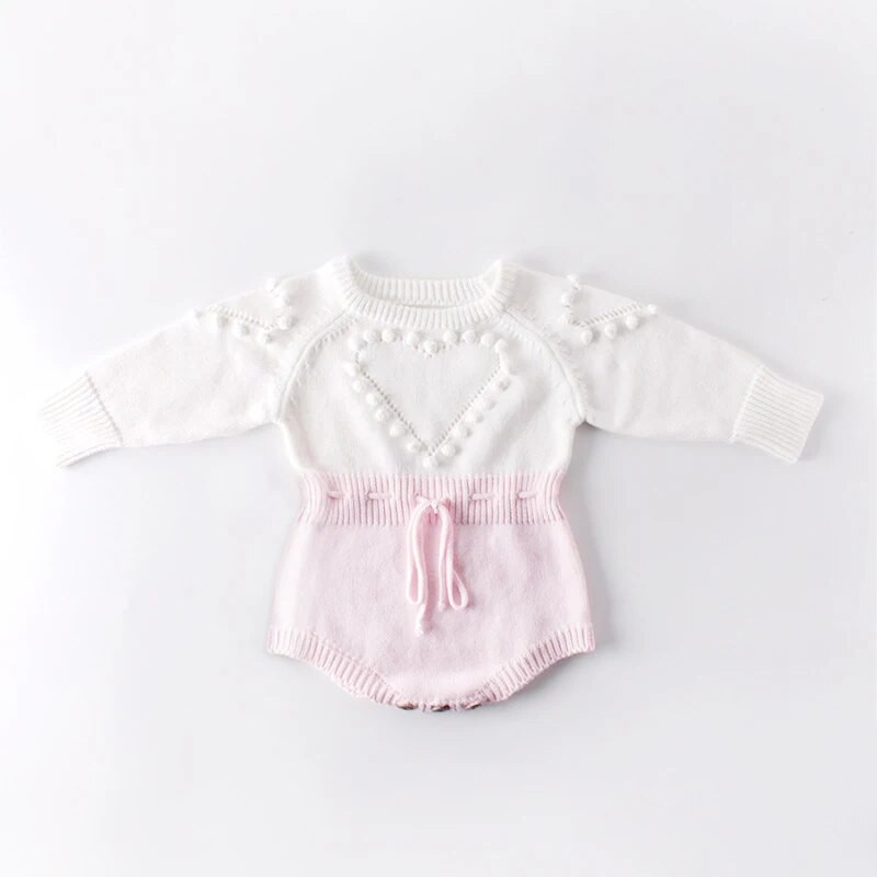 Ma&Baby 3-24M csecsemő totyogó kislány kislány őszi, tavaszi meleg kötött kombinék, pompon hosszú ujjú ruha