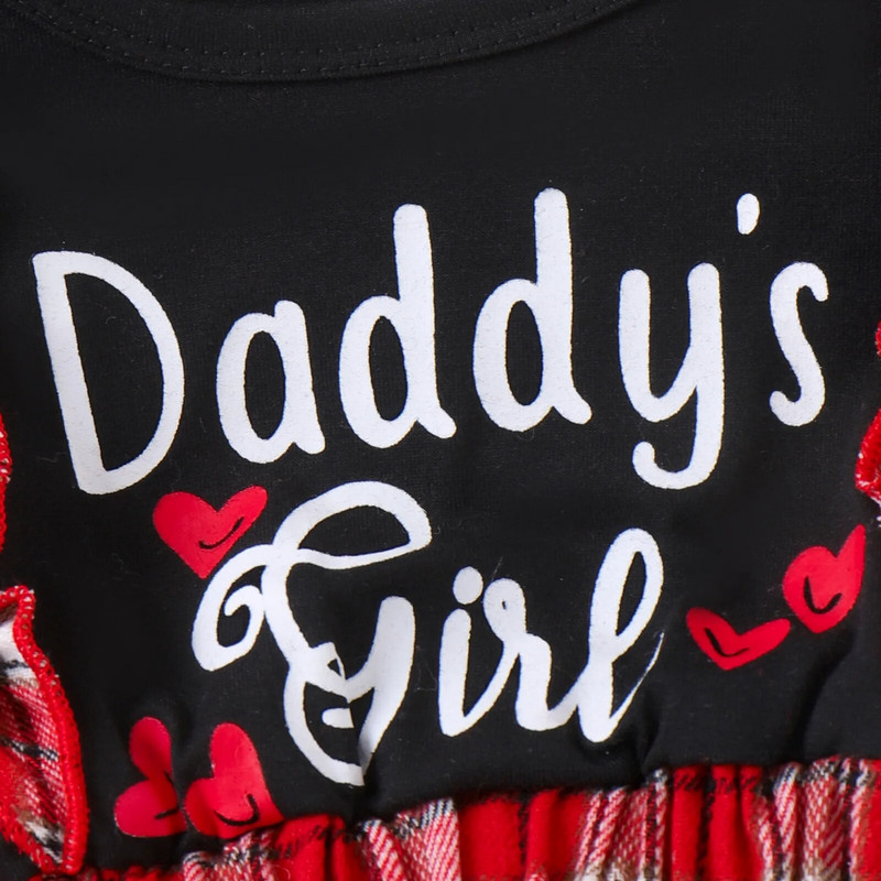 Prowow 0-18M baba ruhák fekete betűs apu lány ruha foltos piros kockás ruhák újszülött kislány ruhák tavaszi ősz