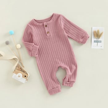 Ma&Baby 0-24M Комплект дрехи за новородени, малки деца, момчета и момичета, мек гащеризон с дълъг ръкав + панталони, едноцветни есенно-пролетни тоалети