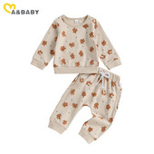 ma&baby 0-3Y Kisgyermek Újszülött Kisfiú Lány Ruha Szettek Őszi Tavaszi Felszerelések Virágmintás hosszú ujjú felsők Nadrágok Csecsemőruhák