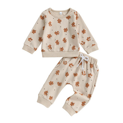 ma&baby 0-3Y Kisgyermek Újszülött Kisfiú Lány Ruha Szettek Őszi Tavaszi Felszerelések Virágmintás hosszú ujjú felsők Nadrágok Csecsemőruhák