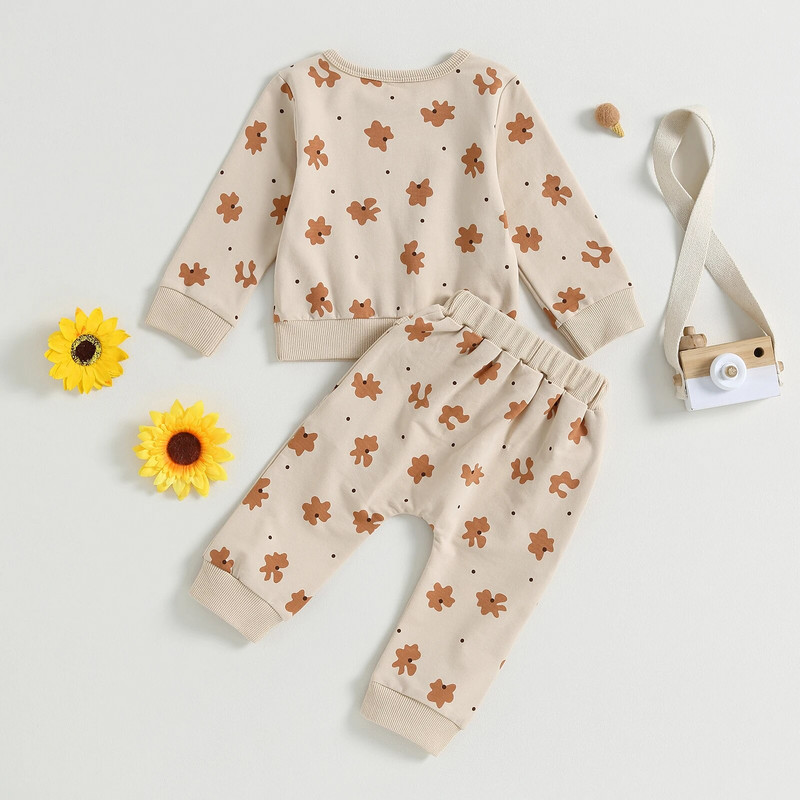 ma&baby 0-3Y Kisgyermek Újszülött Kisfiú Lány Ruha Szettek Őszi Tavaszi Felszerelések Virágmintás hosszú ujjú felsők Nadrágok Csecsemőruhák