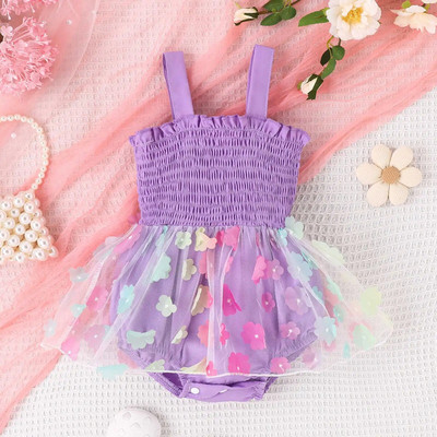 Prowow 0-18M Kislányruhák Nyári Princess Ruha Rátétes virágos Body Csecsemőknek Újszülött Ruhák Jumpsuit