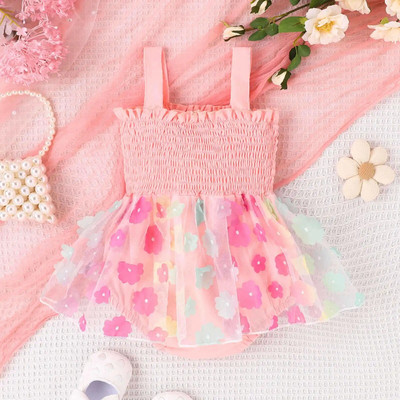 Prowow 0-18M Kislányruhák Nyári Princess Ruha Rátétes virágos Body Csecsemőknek Újszülött Ruhák Jumpsuit