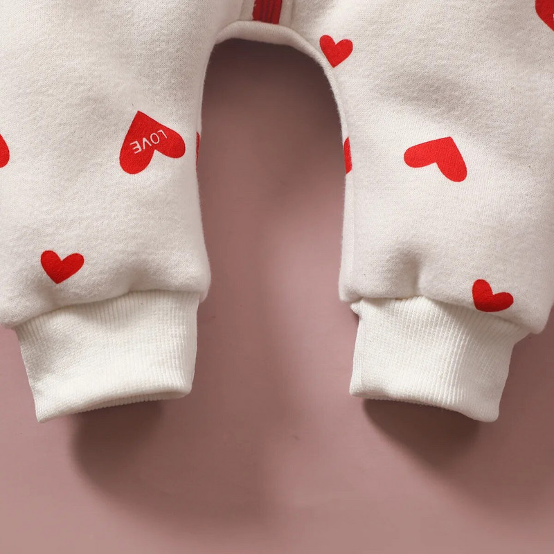 Valentin-napi Lányok Nyomtatók Újszülött Baba Lányok Szív Szerelem Nyomtatott Csokorcsomó Hosszú ujjú Nyomós Babaruha Ropa Bebes