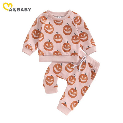 ma&baby 0-3Y halloween kisgyermek csecsemő újszülött baba lány fiú ruhakészletek hosszú ujjú sütőtök felsők nadrágok ruhák jelmezek