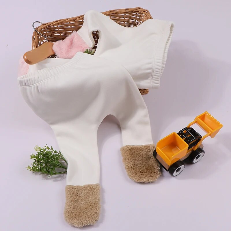 Bébi lábbeli nadrág szálcsiszolt belső gyermekruhák baba fiú lányok nadrág puha rugalmas baba nadrág plüss foltos láb nadrág