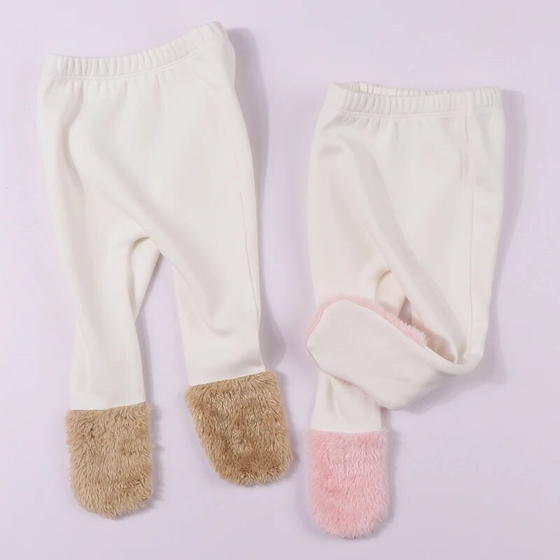 Bébi lábbeli nadrág szálcsiszolt belső gyermekruhák baba fiú lányok nadrág puha rugalmas baba nadrág plüss foltos láb nadrág